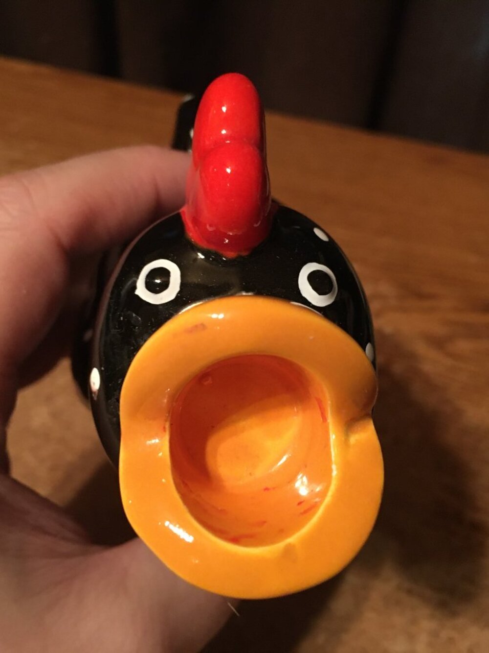 MCNUTTS DEPT 56 1988 BLACK POLKA DOT ROOSTER CHICKEN TAPERED CANDLE HOLDER - Picture 5 of 10